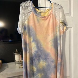 Tie-dye plus size dress